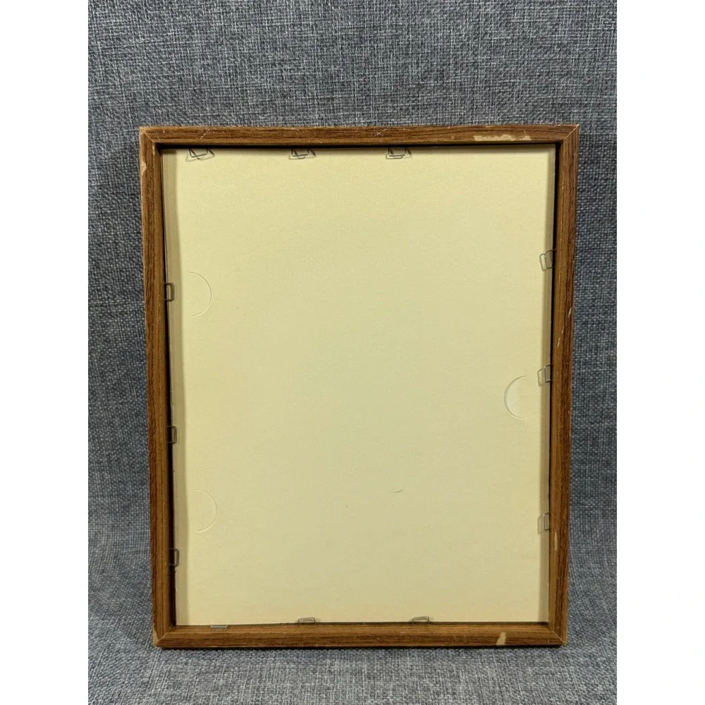 VTG DUFEX FOIL Art Framed Picture Teddy Bear Rainbow Sun Nursery Kid Decor 8x10